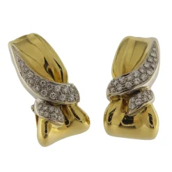 Orecchini in oro giallo e bianco con diamanti 1,00 ct