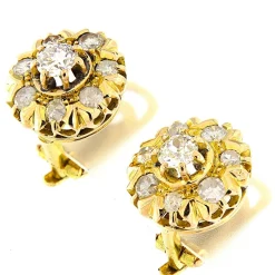 Orecchini tondi in oro giallo con diamanti 1,44 ct