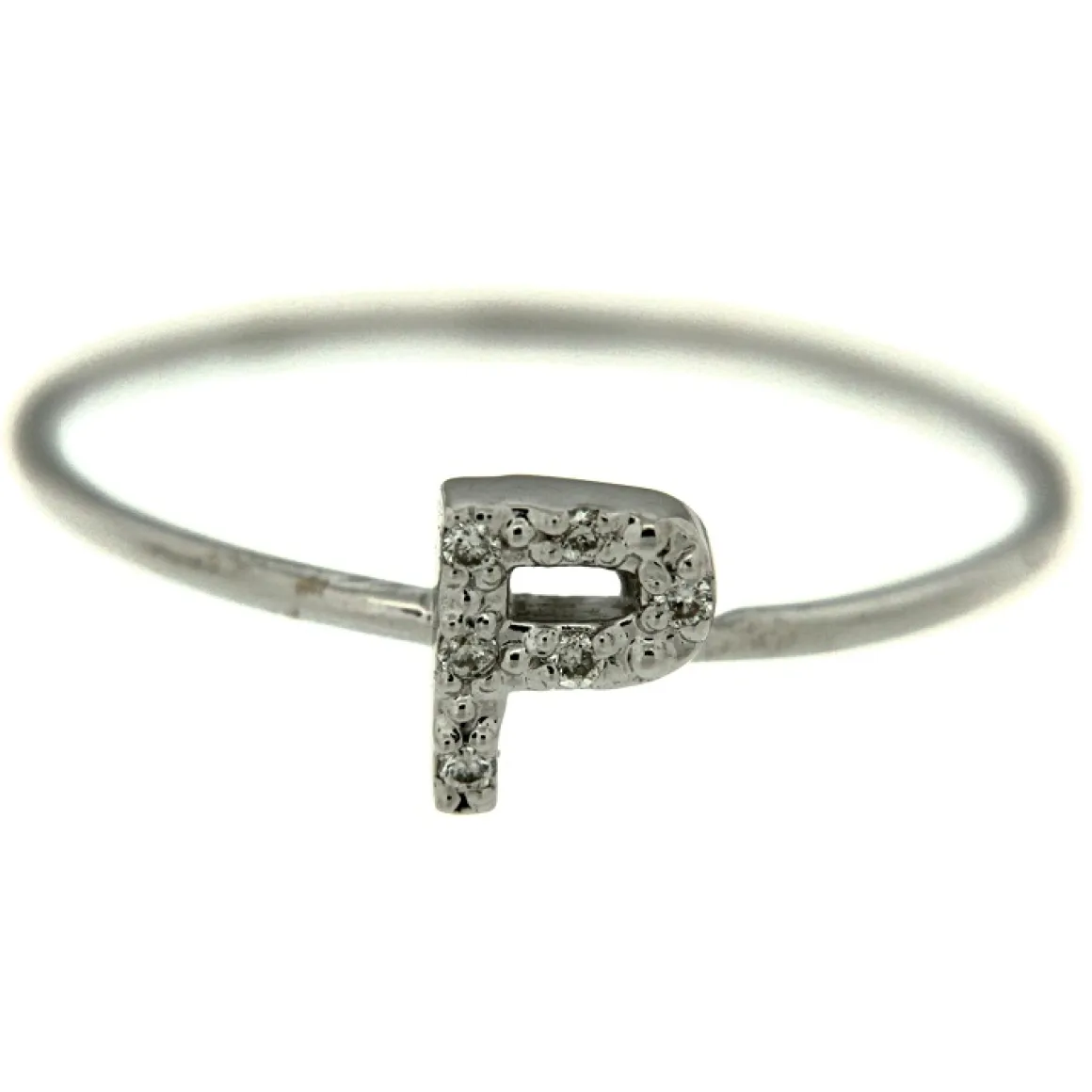 Pinomarino | Anello iniziale in oro bianco con diamanti