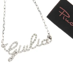 Pinomarino | Girocollo con nome in oro bianco e brillanti nome Giulia