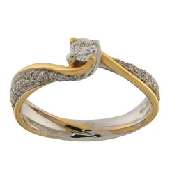 Polello | Anello in oro giallo e bianco con diamanti